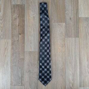 Donald J. Trump Silk Necktie Black Gray Geometric Pattern Business Formal Career